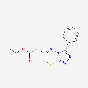 molecular formula C14H14N4O2S B2716668 ethyl 2-(3-phenyl-7H-[1,2,4]triazolo[3,4-b][1,3,4]thiadiazin-6-yl)acetate CAS No. 150536-10-0