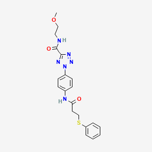 molecular formula C20H22N6O3S B2716669 N-(2-甲氧基乙基)-2-(4-(3-(苯基硫基)丙酰胺基)苯基)-2H-噻唑-5-羧酰胺 CAS No. 1396749-20-4