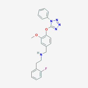 molecular formula C23H22FN5O2 B271668 2-(2-fluorophenyl)-N-{3-methoxy-4-[(1-phenyl-1H-tetrazol-5-yl)oxy]benzyl}ethanamine 