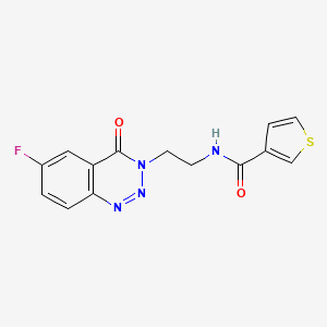 molecular formula C14H11FN4O2S B2716686 N-(2-(6-氟-4-氧代苯并[d][1,2,3]噻嗪-3(4H)-基)乙基)噻吩-3-甲酰胺 CAS No. 1903046-91-2