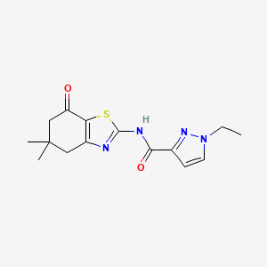 molecular formula C15H18N4O2S B2716691 N-(5,5-dimethyl-7-oxo-4,5,6,7-tetrahydrobenzo[d]thiazol-2-yl)-1-ethyl-1H-pyrazole-3-carboxamide CAS No. 1172274-29-1