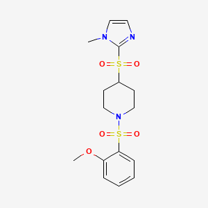 molecular formula C16H21N3O5S2 B2716698 1-((2-甲氧基苯基)磺酰)-4-((1-甲基-1H-咪唑-2-基)磺酰)哌啶 CAS No. 2309308-14-1