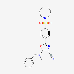 molecular formula C24H26N4O3S B2716702 2-[4-(Azepan-1-ylsulfonyl)phenyl]-5-[benzyl(methyl)amino]-1,3-oxazole-4-carbonitrile CAS No. 940999-26-8