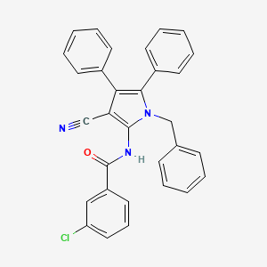 molecular formula C31H22ClN3O B2716707 N-(1-benzyl-3-cyano-4,5-diphenyl-1H-pyrrol-2-yl)-3-chlorobenzenecarboxamide CAS No. 477887-25-5