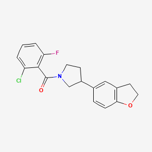molecular formula C19H17ClFNO2 B2716709 1-(2-Chloro-6-fluorobenzoyl)-3-(2,3-dihydro-1-benzofuran-5-yl)pyrrolidine CAS No. 2097917-59-2
