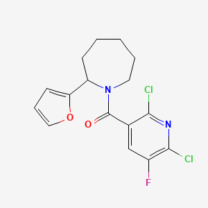 molecular formula C16H15Cl2FN2O2 B2716716 1-(2,6-Dichloro-5-fluoropyridine-3-carbonyl)-2-(furan-2-yl)azepane CAS No. 1808750-00-6