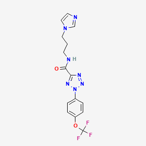 molecular formula C15H14F3N7O2 B2716719 N-(3-(1H-咪唑-1-基)丙基)-2-(4-(三氟甲氧基)苯基)-2H-噻唑-5-羧酰胺 CAS No. 1396865-33-0