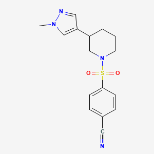 molecular formula C16H18N4O2S B2716720 4-[3-(1-甲基吡唑-4-基)哌啶-1-基]磺酰基苯甲腈 CAS No. 2320537-40-2
