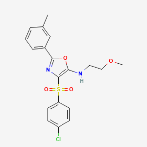 molecular formula C19H19ClN2O4S B2716722 4-((4-氯苯基)磺酰)-N-(2-甲氧基乙基)-2-(间甲苯基)噁唑-5-胺 CAS No. 862741-85-3