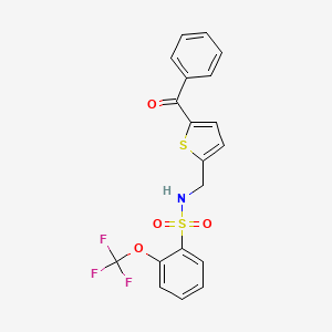 molecular formula C19H14F3NO4S2 B2716723 N-((5-benzoylthiophen-2-yl)methyl)-2-(trifluoromethoxy)benzenesulfonamide CAS No. 1797615-94-1