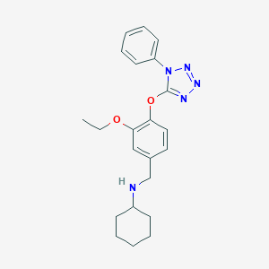 molecular formula C22H27N5O2 B271673 N-{3-ethoxy-4-[(1-phenyl-1H-tetrazol-5-yl)oxy]benzyl}cyclohexanamine 