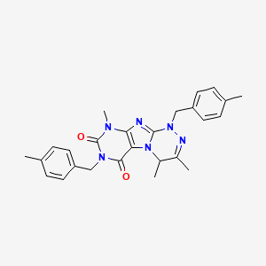 molecular formula C26H28N6O2 B2716736 1,7-bis[(4-methylphenyl)methyl]-3,4,9-trimethyl-5,7,9-trihydro-4H-1,2,4-triazi no[4,3-h]purine-6,8-dione CAS No. 898443-36-2