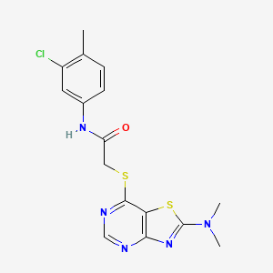 molecular formula C16H16ClN5OS2 B2716740 N-(3-chloro-4-methylphenyl)-2-((2-(dimethylamino)thiazolo[4,5-d]pyrimidin-7-yl)thio)acetamide CAS No. 1190017-41-4