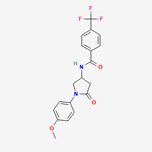 molecular formula C19H17F3N2O3 B2716741 N-(1-(4-甲氧基苯基)-5-氧代吡咯啉-3-基)-4-(三氟甲基)苯甲酰胺 CAS No. 905685-29-2