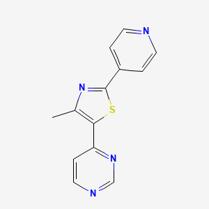 molecular formula C13H10N4S B2716745 4-[4-Methyl-2-(pyridin-4-yl)-1,3-thiazol-5-yl]pyrimidine CAS No. 499796-08-6
