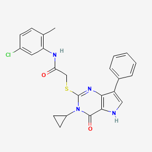 molecular formula C24H21ClN4O2S B2716746 N-(5-chloro-2-methylphenyl)-2-[(3-cyclopropyl-4-oxo-7-phenyl-4,5-dihydro-3H-pyrrolo[3,2-d]pyrimidin-2-yl)sulfanyl]acetamide CAS No. 1261015-80-8