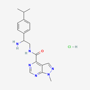 molecular formula C18H23ClN6O B2716752 N-[2-氨基-2-(4-异丙基苯基)乙基]-1-甲基吡唑并[3,4-d]嘧啶-4-甲酰胺；盐酸盐 CAS No. 2418667-22-6