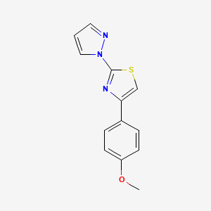 molecular formula C13H11N3OS B2716755 methyl 4-[2-(1H-pyrazol-1-yl)-1,3-thiazol-4-yl]phenyl ether CAS No. 128433-02-3