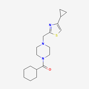 molecular formula C18H27N3OS B2716767 Cyclohexyl(4-((4-cyclopropylthiazol-2-yl)methyl)piperazin-1-yl)methanone CAS No. 1173038-91-9