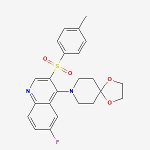 molecular formula C23H23FN2O4S B2716773 8-(6-Fluoro-3-tosylquinolin-4-yl)-1,4-dioxa-8-azaspiro[4.5]decane CAS No. 866846-19-7