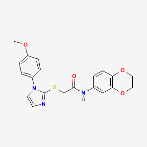 molecular formula C20H19N3O4S B2716776 N-(2,3-dihydro-1,4-benzodioxin-6-yl)-2-[1-(4-methoxyphenyl)imidazol-2-yl]sulfanylacetamide CAS No. 688335-96-8