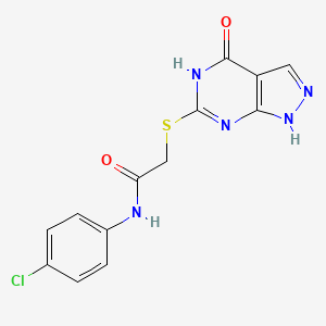 molecular formula C13H10ClN5O2S B2716778 N-(4-氯苯基)-2-((4-氧代-4,5-二氢-1H-吡唑并[3,4-d]嘧啶-6-基)硫)乙酰胺 CAS No. 877630-64-3