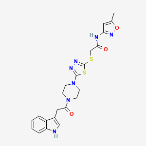 2-((5-(4-(2-(1H-indol-3-yl)acetyl)piperazin-1-yl)-1,3,4-thiadiazol-2-yl)thio)-N-(5-methylisoxazol-3-yl)acetamide