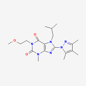 molecular formula C19H28N6O3 B2716802 7-异丁基-1-(2-甲氧基乙基)-3-甲基-8-(3,4,5-三甲基-1H-吡唑-1-基)-1H-嘌呤-2,6(3H,7H)-二酮 CAS No. 1013763-04-6