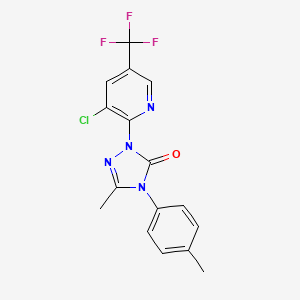 molecular formula C16H12ClF3N4O B2716809 2-[3-Chloro-5-(trifluoromethyl)-2-pyridinyl]-5-methyl-4-(4-methylphenyl)-1,2,4-triazol-3-one CAS No. 860789-68-0
