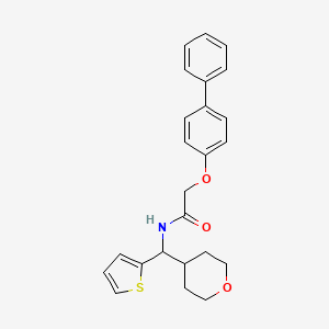 molecular formula C24H25NO3S B2716812 2-{[1,1'-联苯基]-4-氧基}-N-[(氧杂环戊-4-基)(噻吩-2-基)甲基]乙酰胺 CAS No. 2320544-76-9