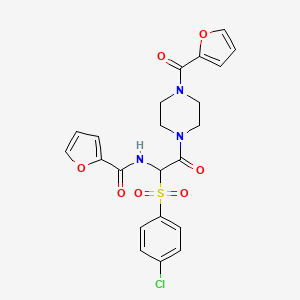 N-(1-((4-chlorophenyl)sulfonyl)-2-(4-(furan-2-carbonyl)piperazin-1-yl)-2-oxoethyl)furan-2-carboxamide