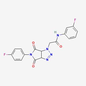 molecular formula C18H13F2N5O3 B2716822 N-(3-fluorophenyl)-2-[5-(4-fluorophenyl)-4,6-dioxo-4,5,6,6a-tetrahydropyrrolo[3,4-d][1,2,3]triazol-1(3aH)-yl]acetamide CAS No. 1053076-32-6