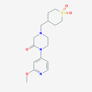 molecular formula C16H23N3O4S B2716834 4-[(1,1-Dioxothian-4-yl)methyl]-1-(2-methoxypyridin-4-yl)piperazin-2-one CAS No. 2380069-28-1
