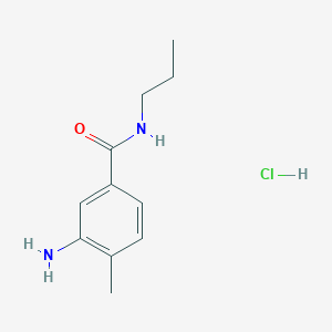 molecular formula C11H17ClN2O B2716853 3-Amino-4-methyl-N-propylbenzamide hydrochloride CAS No. 1269039-48-6; 76765-61-2