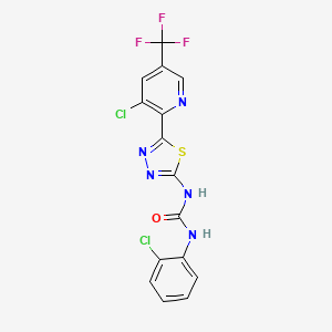 molecular formula C15H8Cl2F3N5OS B2716862 3-{5-[3-Chloro-5-(trifluoromethyl)pyridin-2-yl]-1,3,4-thiadiazol-2-yl}-1-(2-chlorophenyl)urea CAS No. 2085690-23-7