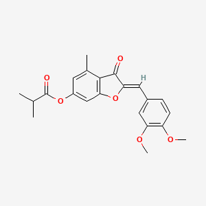 molecular formula C22H22O6 B2716864 (Z)-2-(3,4-dimethoxybenzylidene)-4-methyl-3-oxo-2,3-dihydrobenzofuran-6-yl isobutyrate CAS No. 904502-12-1