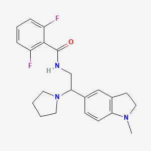 molecular formula C22H25F2N3O B2716884 2,6-difluoro-N-(2-(1-methylindolin-5-yl)-2-(pyrrolidin-1-yl)ethyl)benzamide CAS No. 922137-14-2