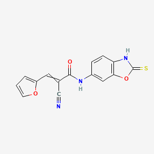 molecular formula C15H9N3O3S B2716899 2-氰基-3-(呋喃-2-基)-N-(2-硫代-1,3-苯并噁唑-6-基)丙-2-烯酰胺 CAS No. 1808600-14-7