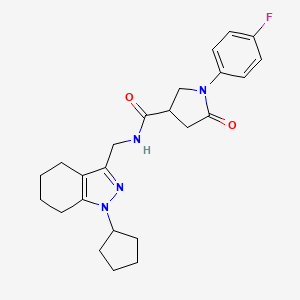 molecular formula C24H29FN4O2 B2716900 N-((1-环戊基-4,5,6,7-四氢-1H-吲唑-3-基)甲基)-1-(4-氟苯基)-5-氧代吡咯啉-3-羧酰胺 CAS No. 1448029-32-0