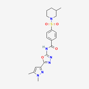 N-(5-(1,5-dimethyl-1H-pyrazol-3-yl)-1,3,4-oxadiazol-2-yl)-4-((3-methylpiperidin-1-yl)sulfonyl)benzamide