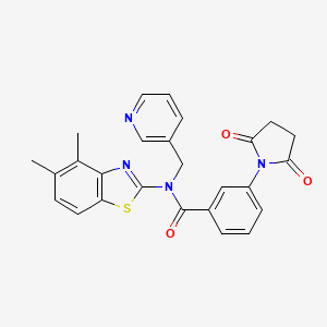 molecular formula C26H22N4O3S B2716919 N-(4,5-dimethylbenzo[d]thiazol-2-yl)-3-(2,5-dioxopyrrolidin-1-yl)-N-(pyridin-3-ylmethyl)benzamide CAS No. 895417-71-7