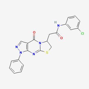 molecular formula C21H16ClN5O2S B2716921 N-(3-chlorophenyl)-2-(4-oxo-1-phenyl-1,4,6,7-tetrahydropyrazolo[3,4-d]thiazolo[3,2-a]pyrimidin-6-yl)acetamide CAS No. 946334-72-1