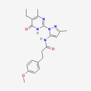 N-(1-(5-ethyl-4-methyl-6-oxo-1,6-dihydropyrimidin-2-yl)-3-methyl-1H-pyrazol-5-yl)-3-(4-methoxyphenyl)propanamide