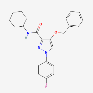 molecular formula C23H24FN3O2 B2716924 4-(benzyloxy)-N-cyclohexyl-1-(4-fluorophenyl)-1H-pyrazole-3-carboxamide CAS No. 1211781-37-1