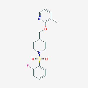 2-[[1-(2-Fluorophenyl)sulfonylpiperidin-4-yl]methoxy]-3-methylpyridine