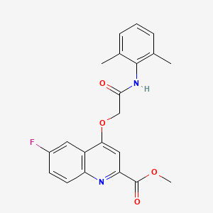 molecular formula C21H19FN2O4 B2716936 METHYL 4-{[(2,6-DIMETHYLPHENYL)CARBAMOYL]METHOXY}-6-FLUOROQUINOLINE-2-CARBOXYLATE CAS No. 1358248-54-0