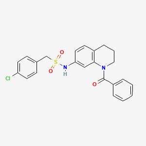 molecular formula C23H21ClN2O3S B2716939 N-(1-benzoyl-1,2,3,4-tetrahydroquinolin-7-yl)-1-(4-chlorophenyl)methanesulfonamide CAS No. 946290-43-3