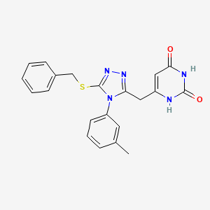 molecular formula C21H19N5O2S B2716957 6-((5-(benzylthio)-4-(m-tolyl)-4H-1,2,4-triazol-3-yl)methyl)pyrimidine-2,4(1H,3H)-dione CAS No. 852047-83-7