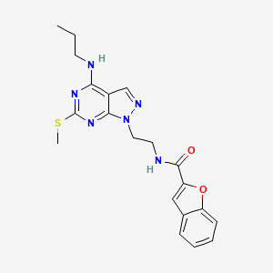 molecular formula C20H22N6O2S B2716960 N-(2-(6-(methylthio)-4-(propylamino)-1H-pyrazolo[3,4-d]pyrimidin-1-yl)ethyl)benzofuran-2-carboxamide CAS No. 941948-03-4