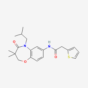 molecular formula C21H26N2O3S B2716965 N-(5-isobutyl-3,3-dimethyl-4-oxo-2,3,4,5-tetrahydrobenzo[b][1,4]oxazepin-7-yl)-2-(thiophen-2-yl)acetamide CAS No. 921565-54-0